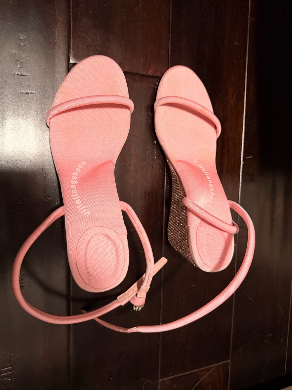 Pink Ankle-Strap Wedge Sandals - Unbranded